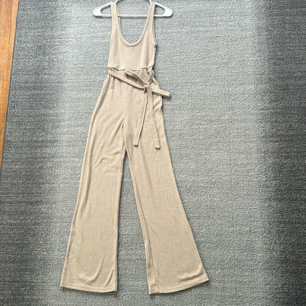 Princess Polly, size 2 jumpsuit, color is tan